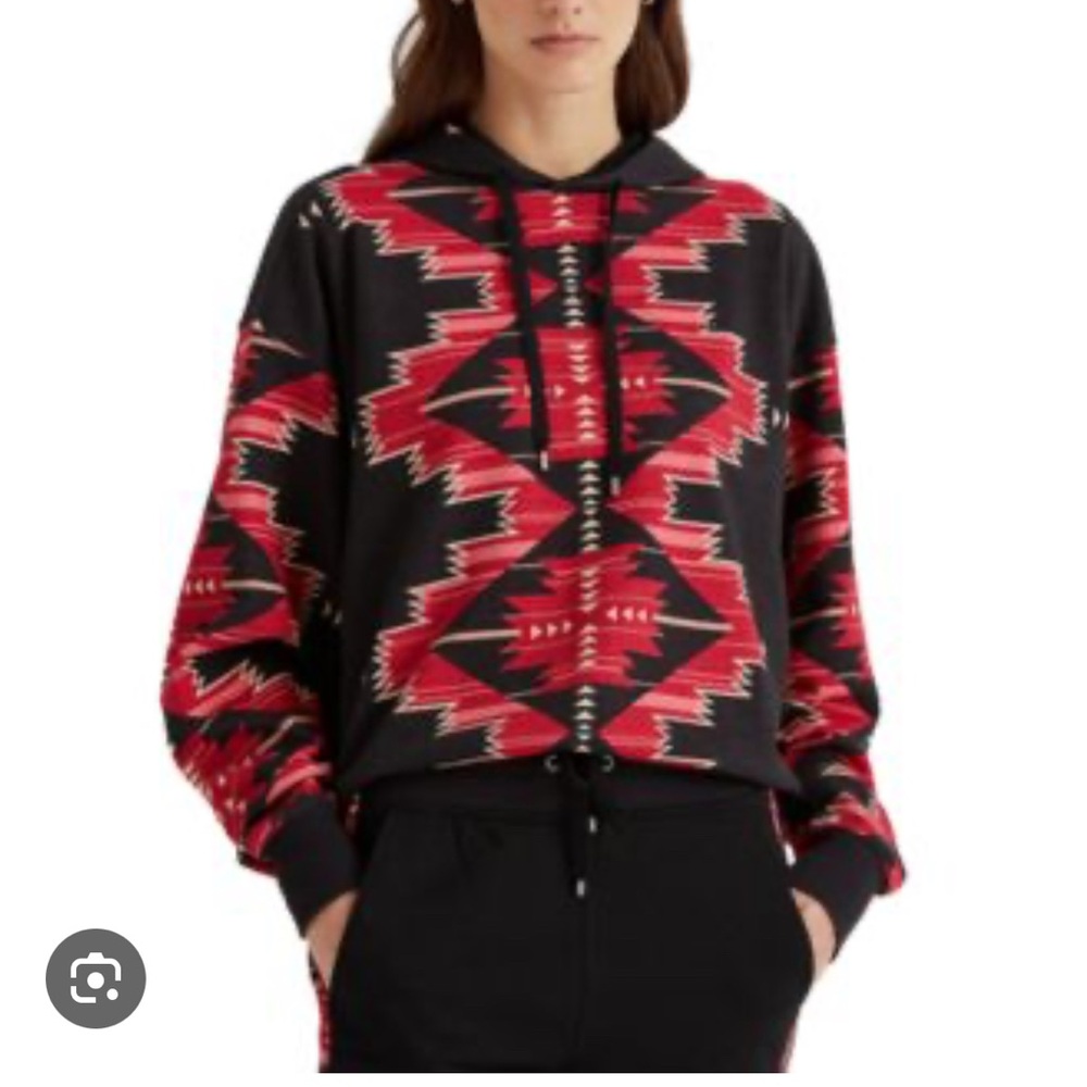 Ralph Lauren Southwestern Black and Red Geometric Hoodie New without Tags